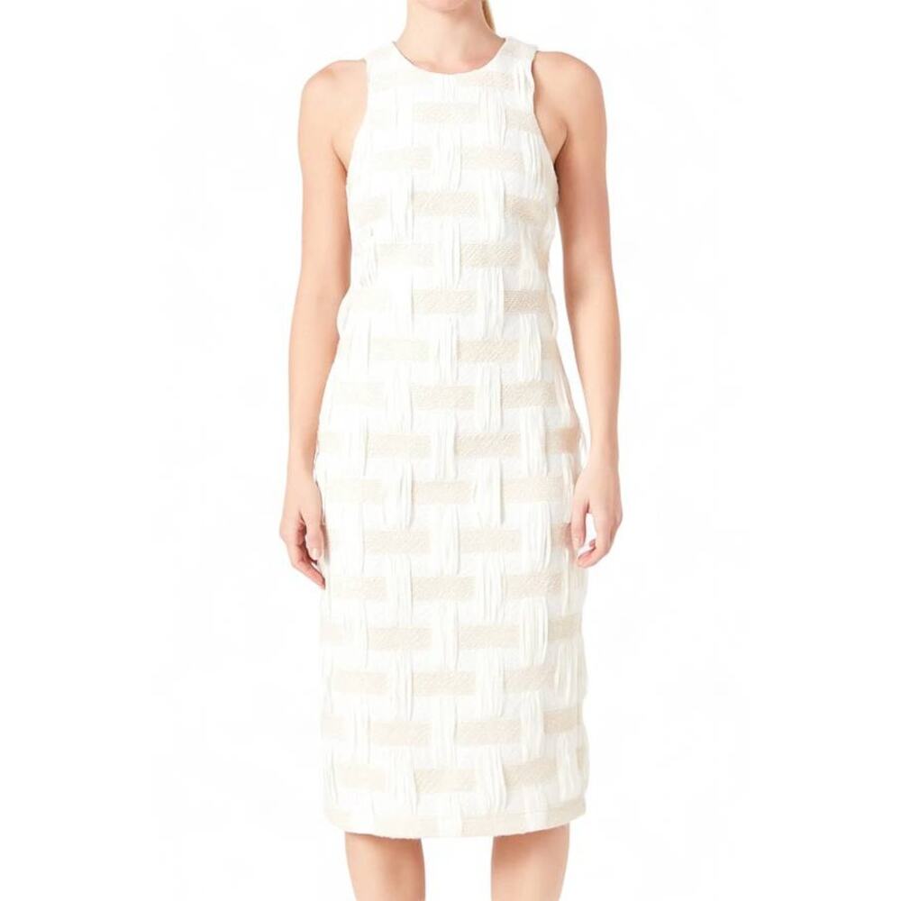 Endless Rose Ivory Midi Dress Shift S NEW Wool Blend CleanGirl Minimalist Office